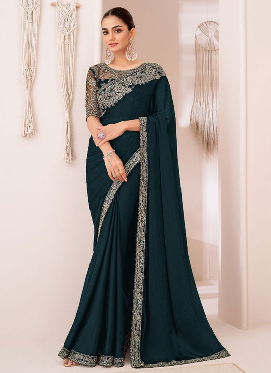 Embroidered, Lace Chiffon Saree - S11765