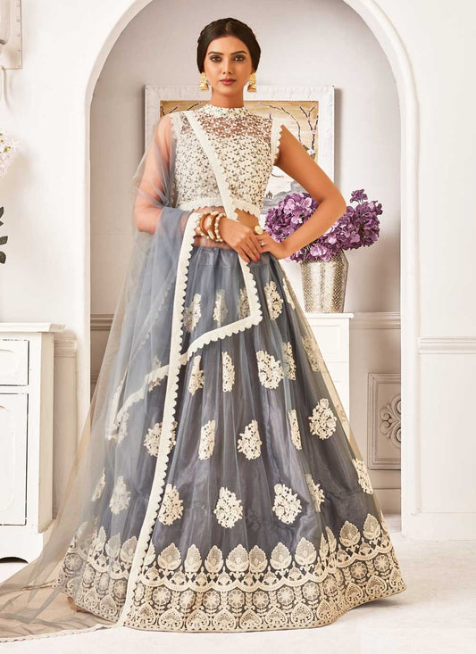 Embroidered Net A - Line Lehenga - L0168