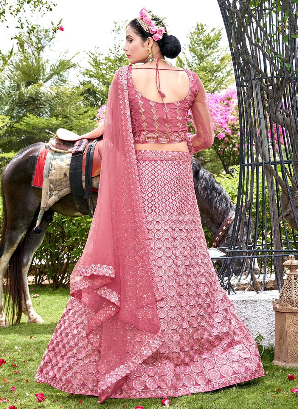 Embroidered Net A - Line Lehenga - L1045