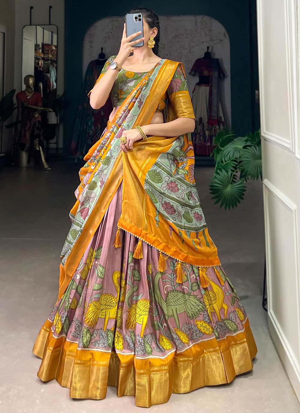 Printed Pure Dola Lehenga - L3192