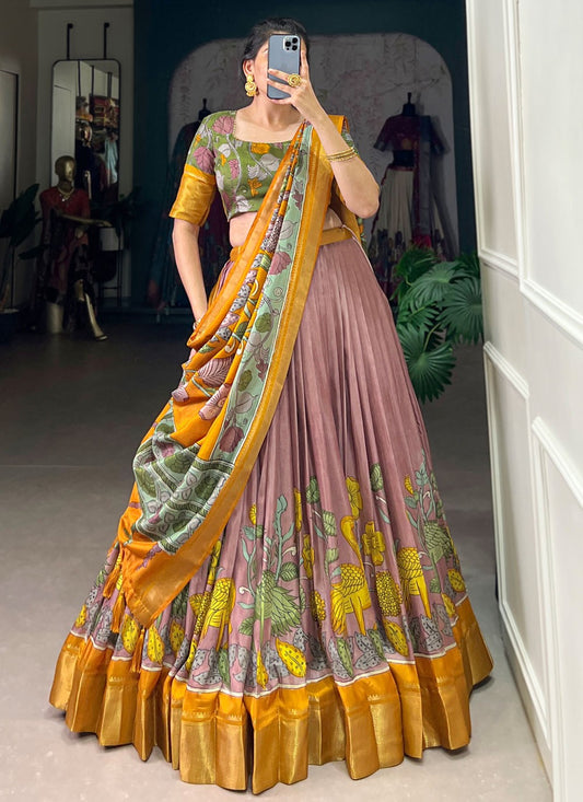 Printed Pure Dola Lehenga - L3192