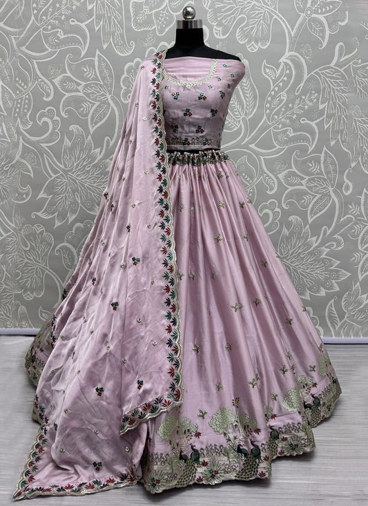 Embroidered Silk A - Line Lehenga - L2977