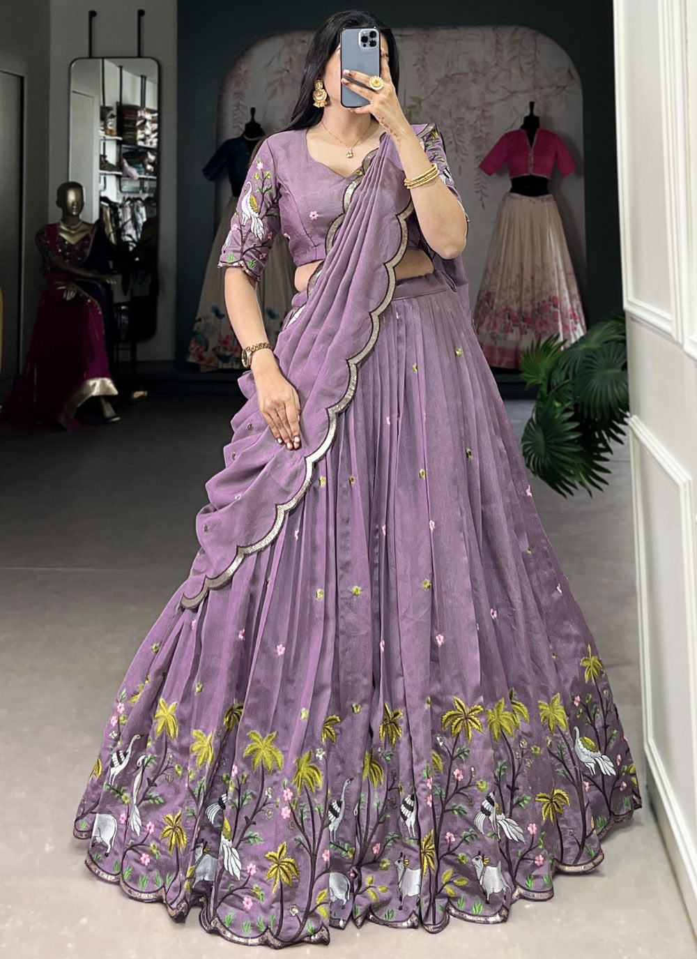 Embroidered Shimmer, Vichitra Silk Lehenga - L3035