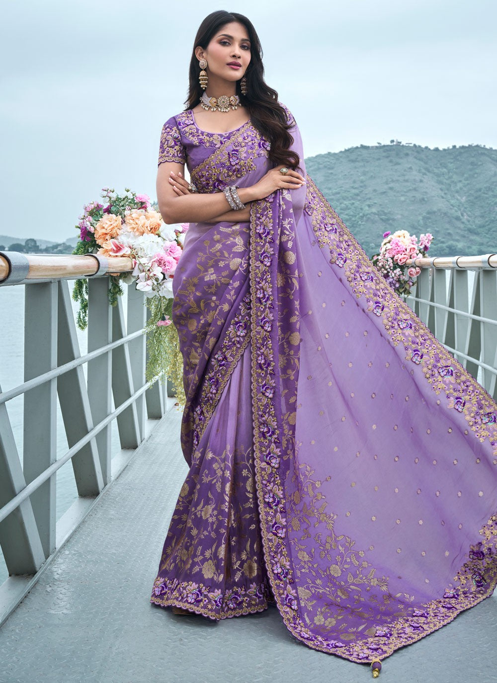 Classic Embroidered Viscose Saree - S8665