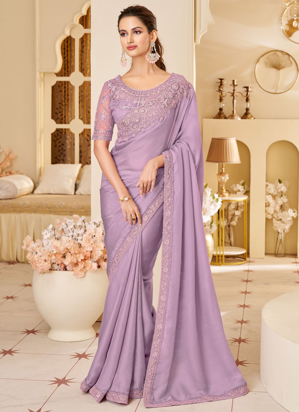 Embroidered, Sequins Shimmer Georgette Saree - S11897