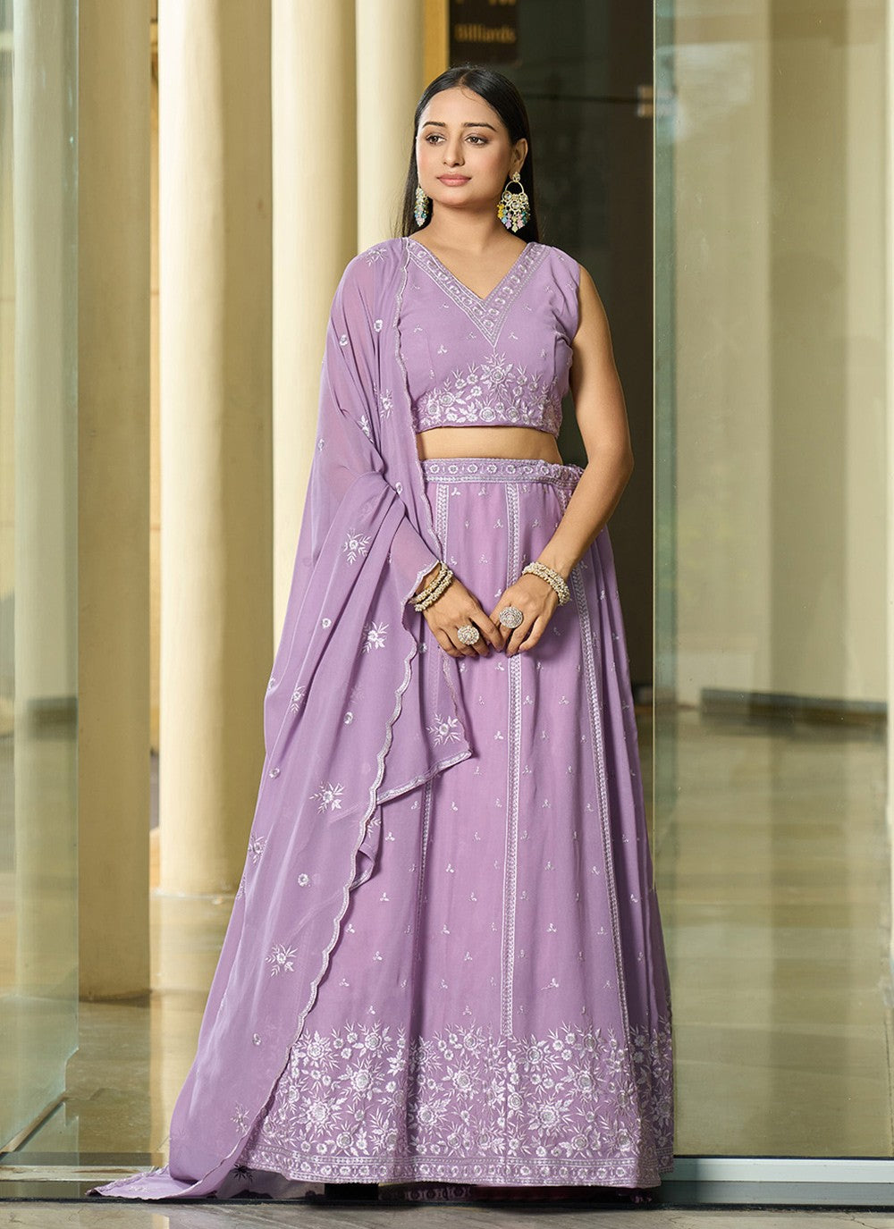 Embroidered Georgette A - Line Lehenga - L2294