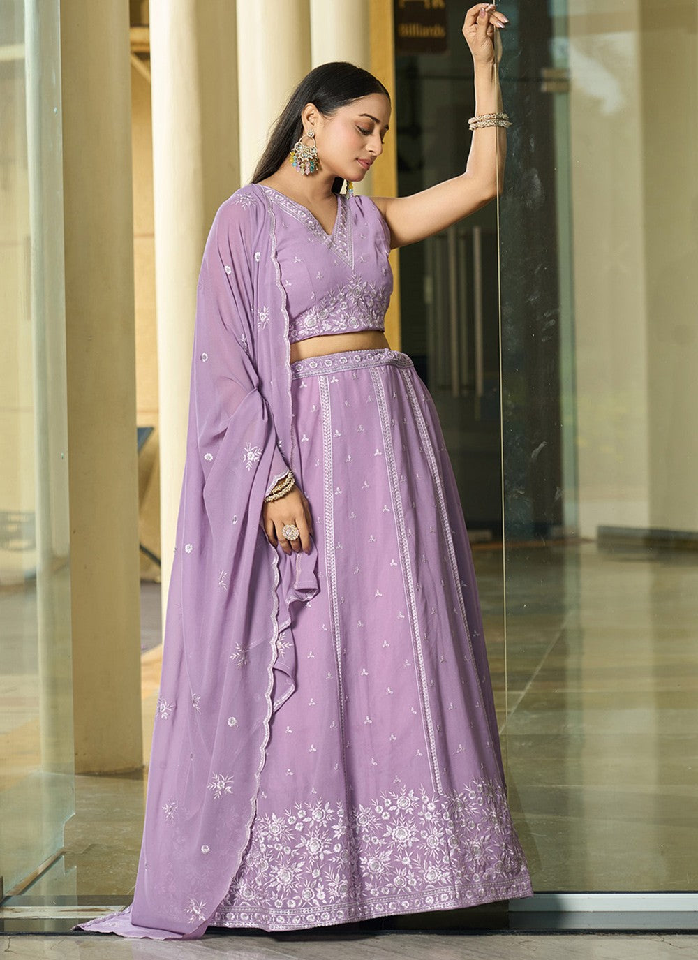 Embroidered Georgette A - Line Lehenga - L2294