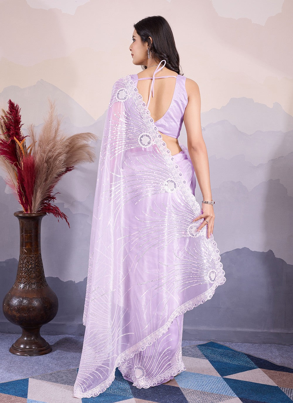 Classic Embroidered Net Saree - S8484