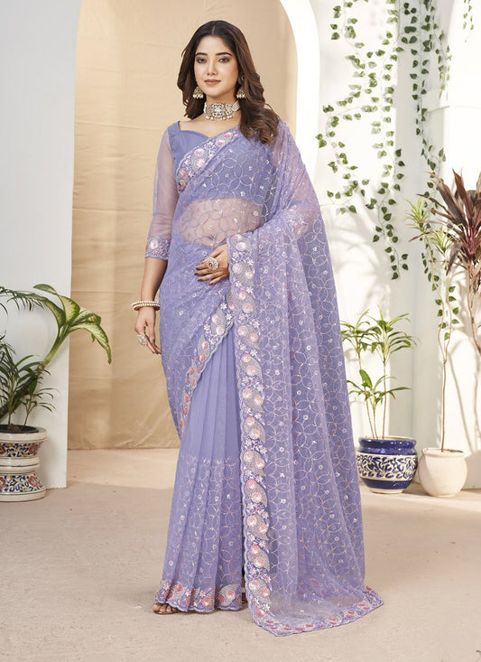 Trendy Embroidered Fancy Fabric Saree - S5206