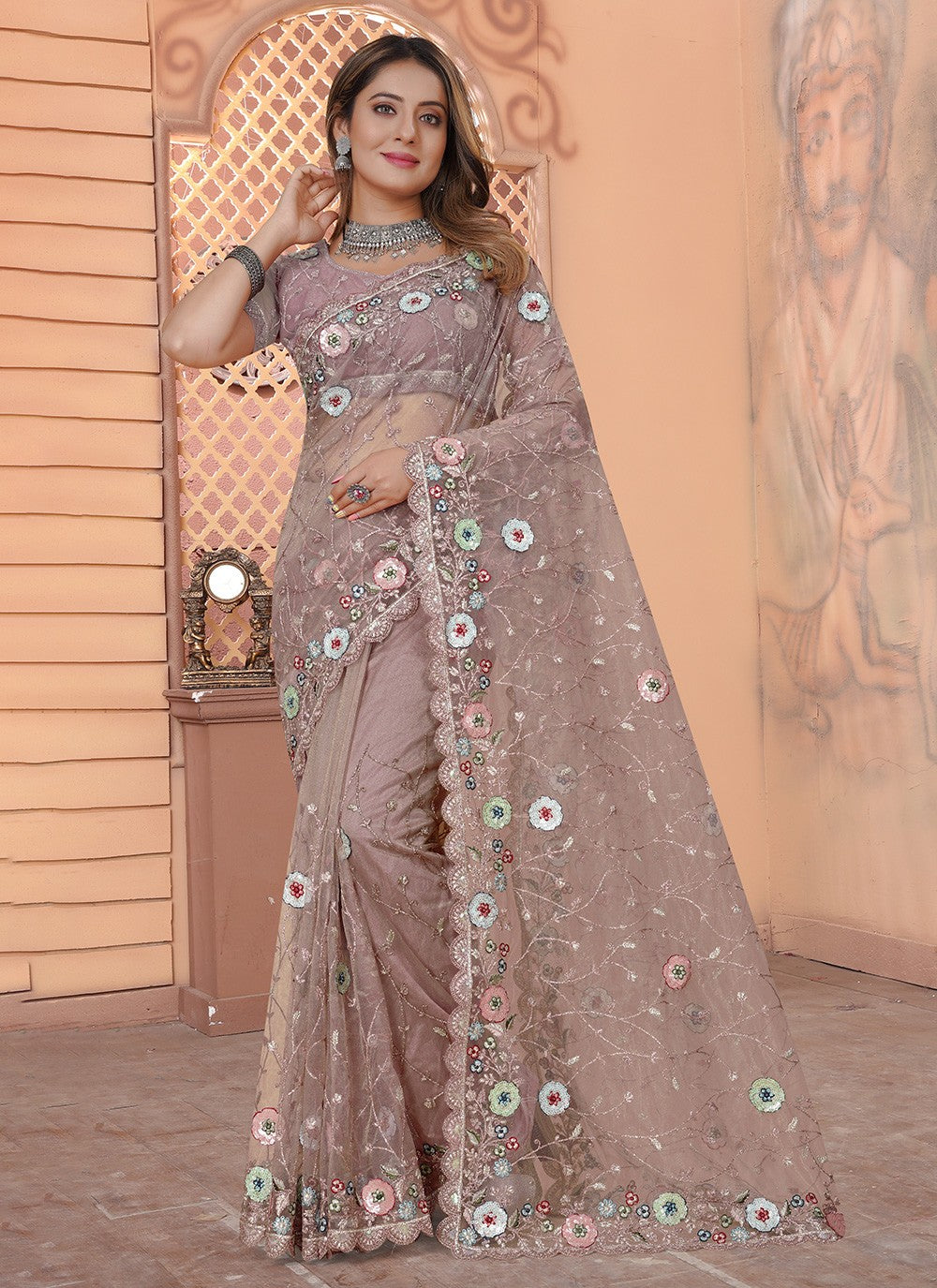 Classic Buttis Net Saree - S3280