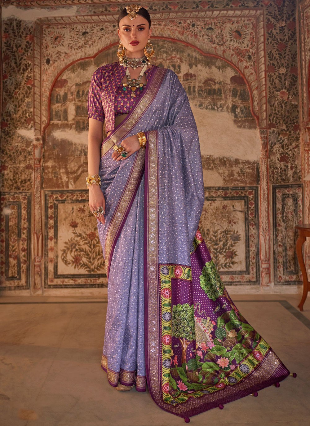 Classic Fancy Work Viscose Saree - S8834