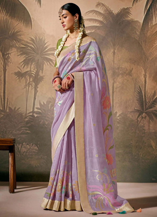 Classic Floral Printed Silk Saree - S8354