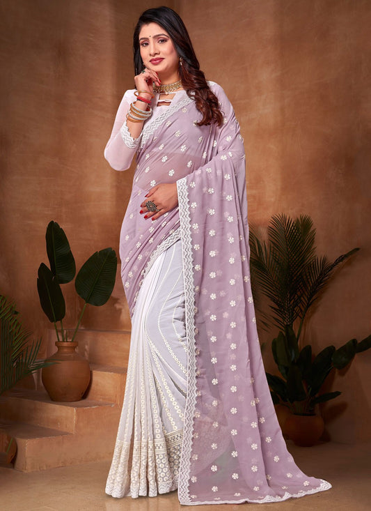 Classic Embroidered Georgette Saree - S9142