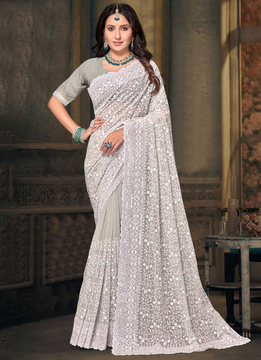 Classic Embroidered Georgette Saree - S10205