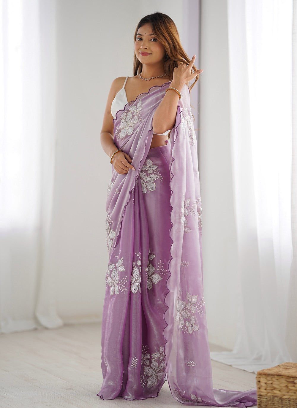 Contemporary Embroidered Jimmy Chu Saree - S10235