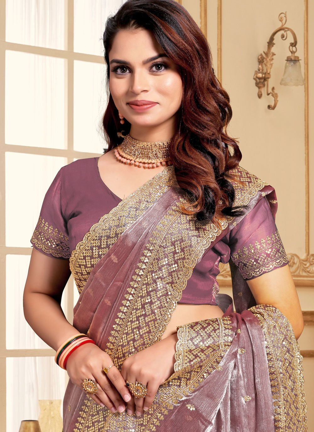 Classic Embroidered Jimmy Chu Saree - S8634