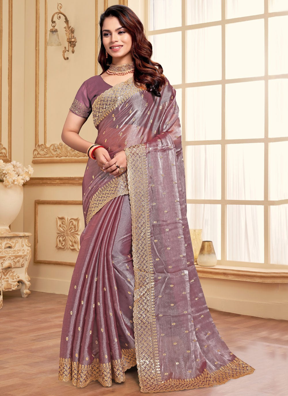 Classic Embroidered Jimmy Chu Saree - S8634