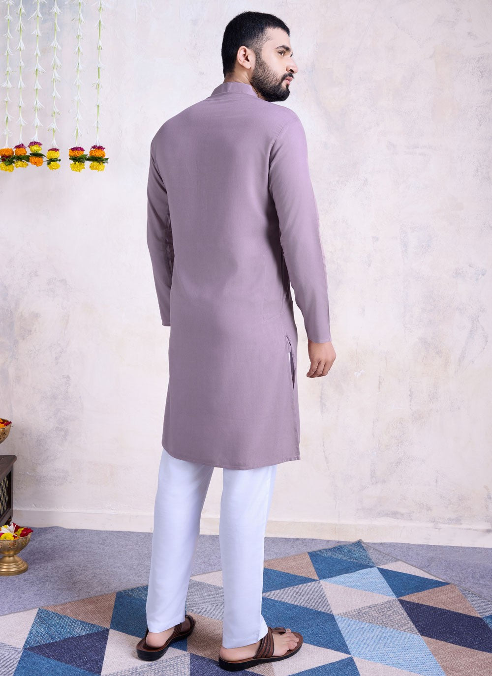 Embroidered Rayon Lavender Kurta - M8595