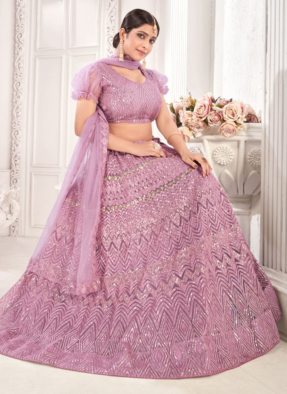 Embroidered Net A - Line Lehenga - L0187