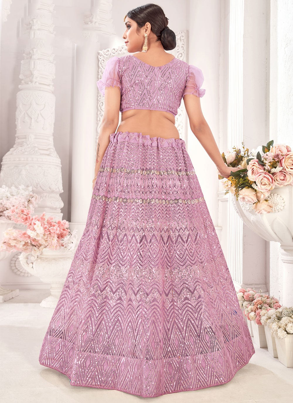 Embroidered Net A - Line Lehenga - L0187