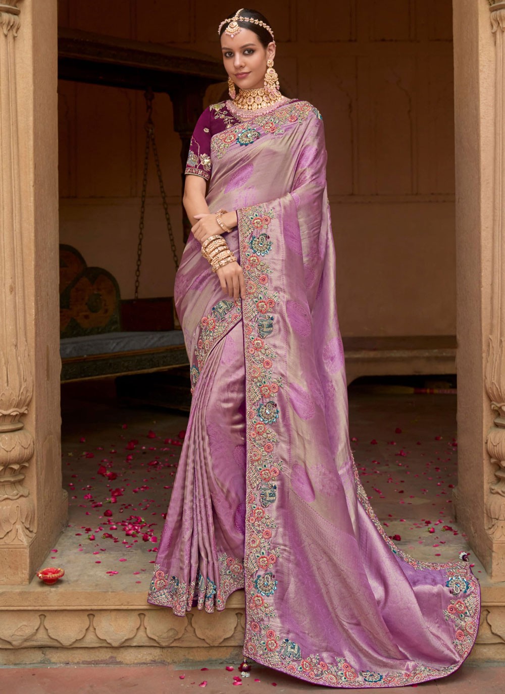 Classic Border Work Organza, Silk Saree - S8699