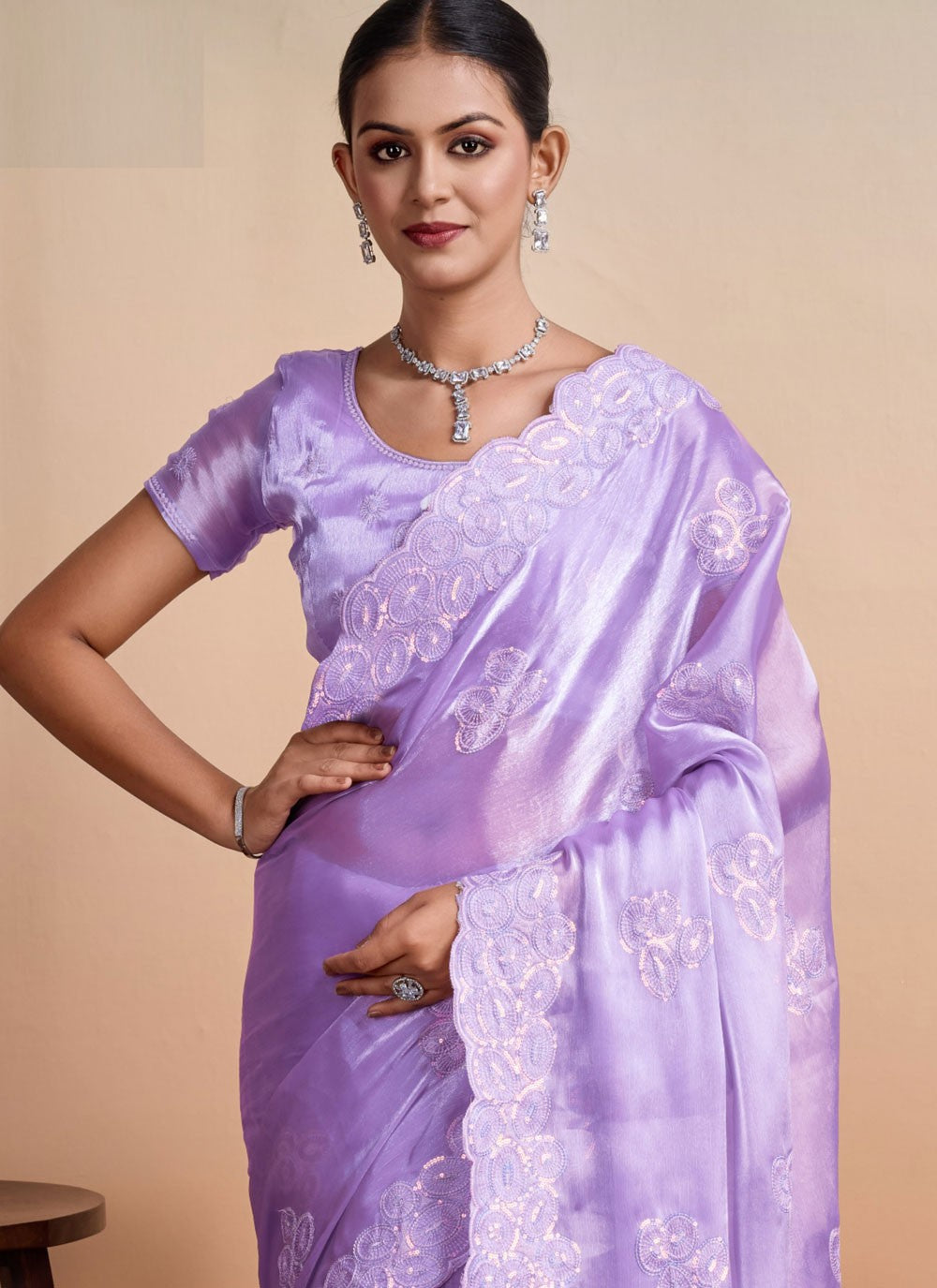 Classic Border Work Organza Saree - S7129