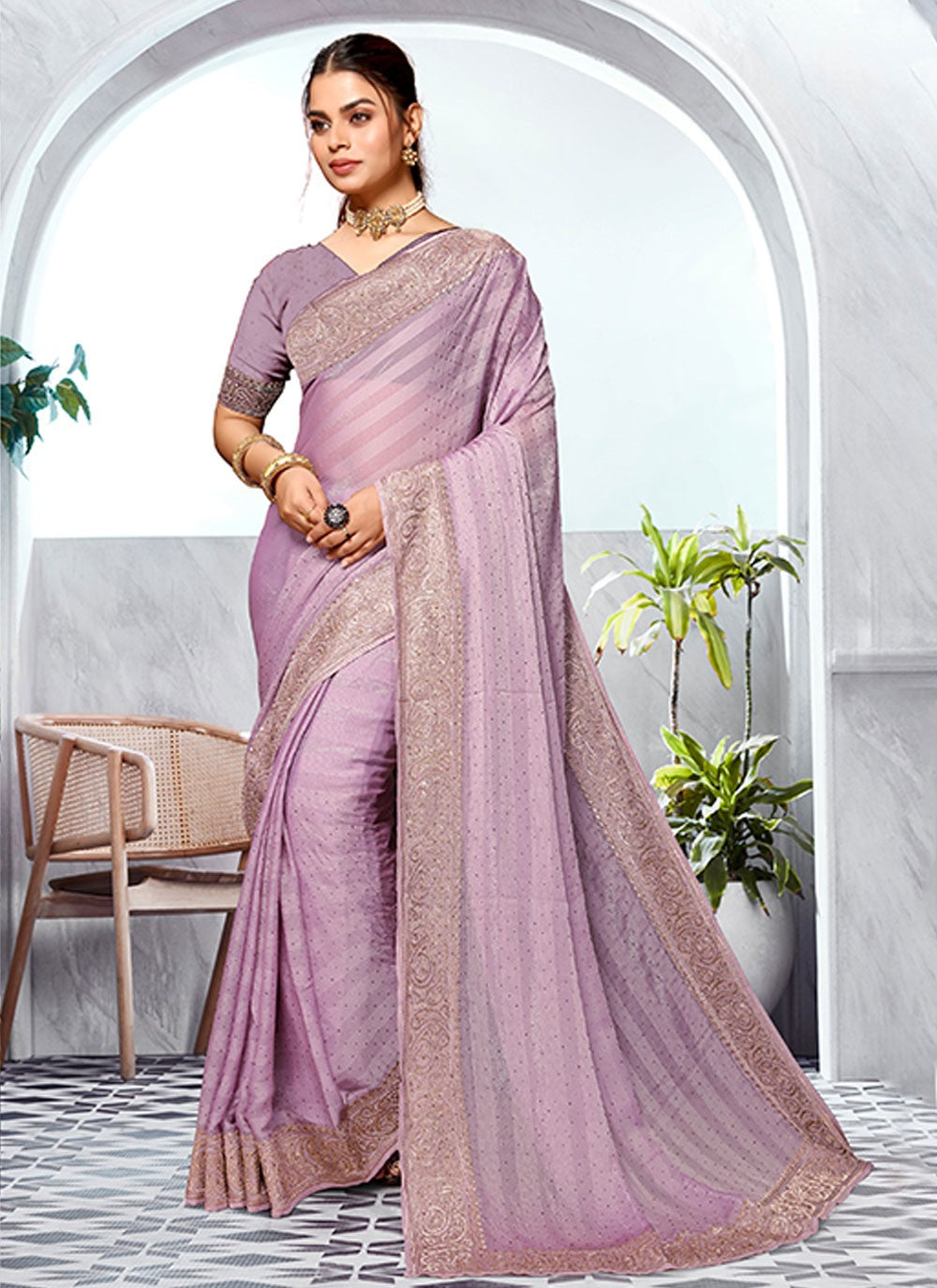 Classic Embroidered Art Silk Saree - S5981