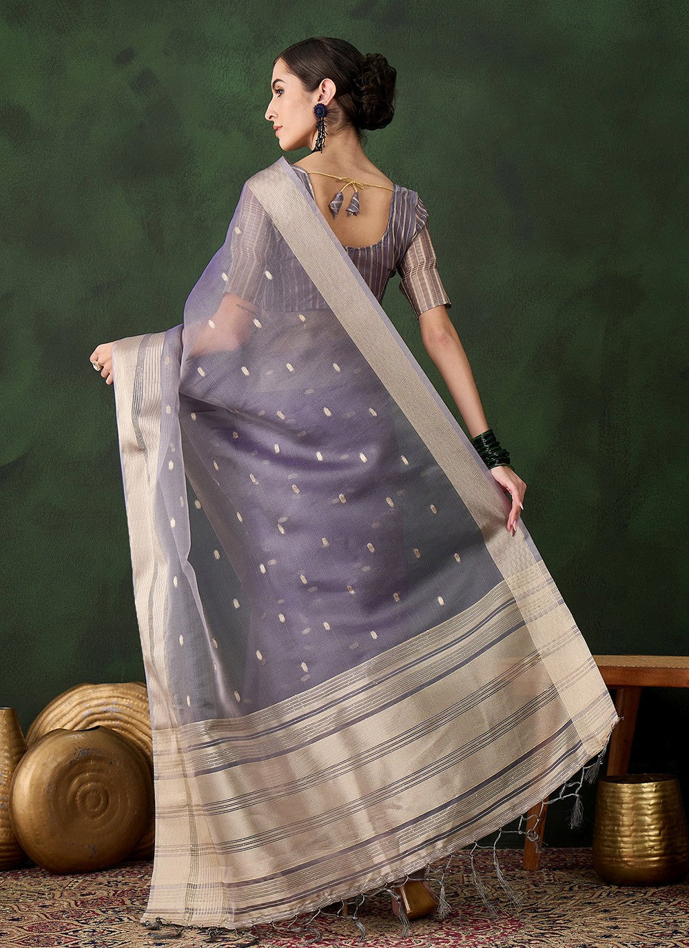 Trendy Woven Khadi, Organza Saree - S10452