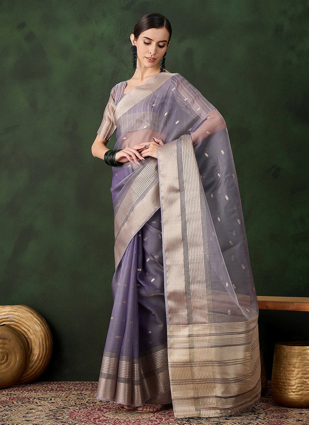 Trendy Woven Khadi, Organza Saree - S10452