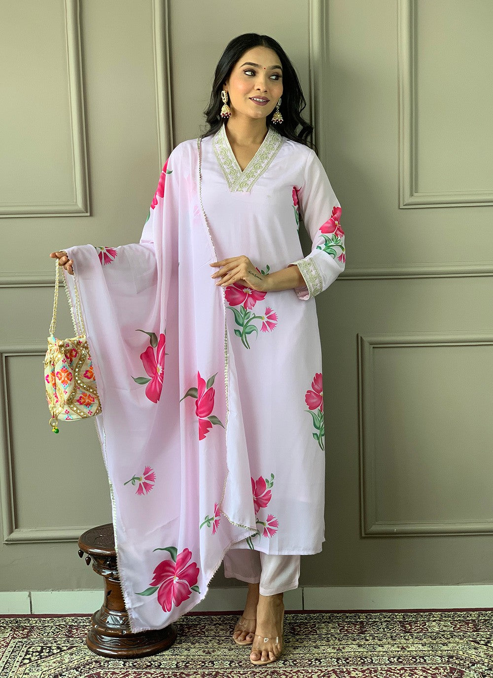 Chanderi Pant Style Suit - T3409