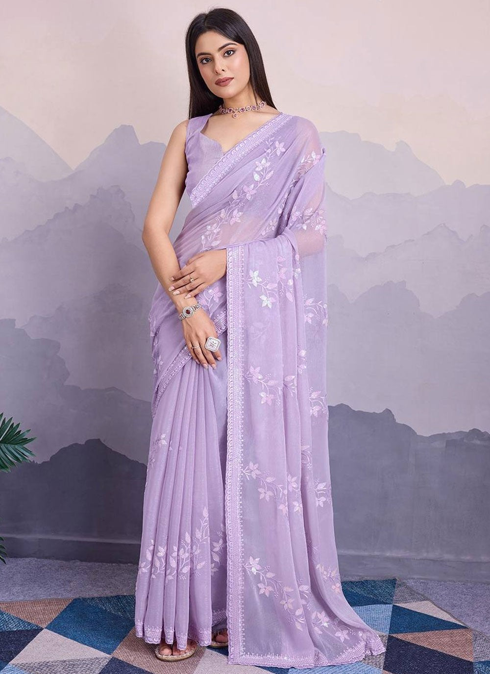 Classic Embroidered Shimmer Saree - S8029