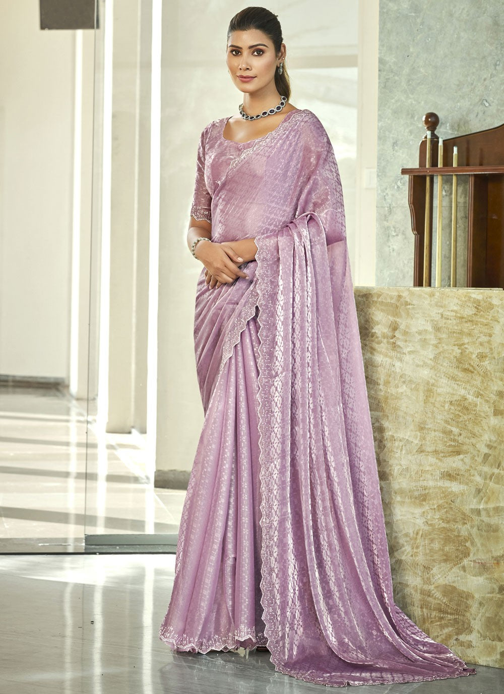 Classic Beads Silk Blend Saree - S9540