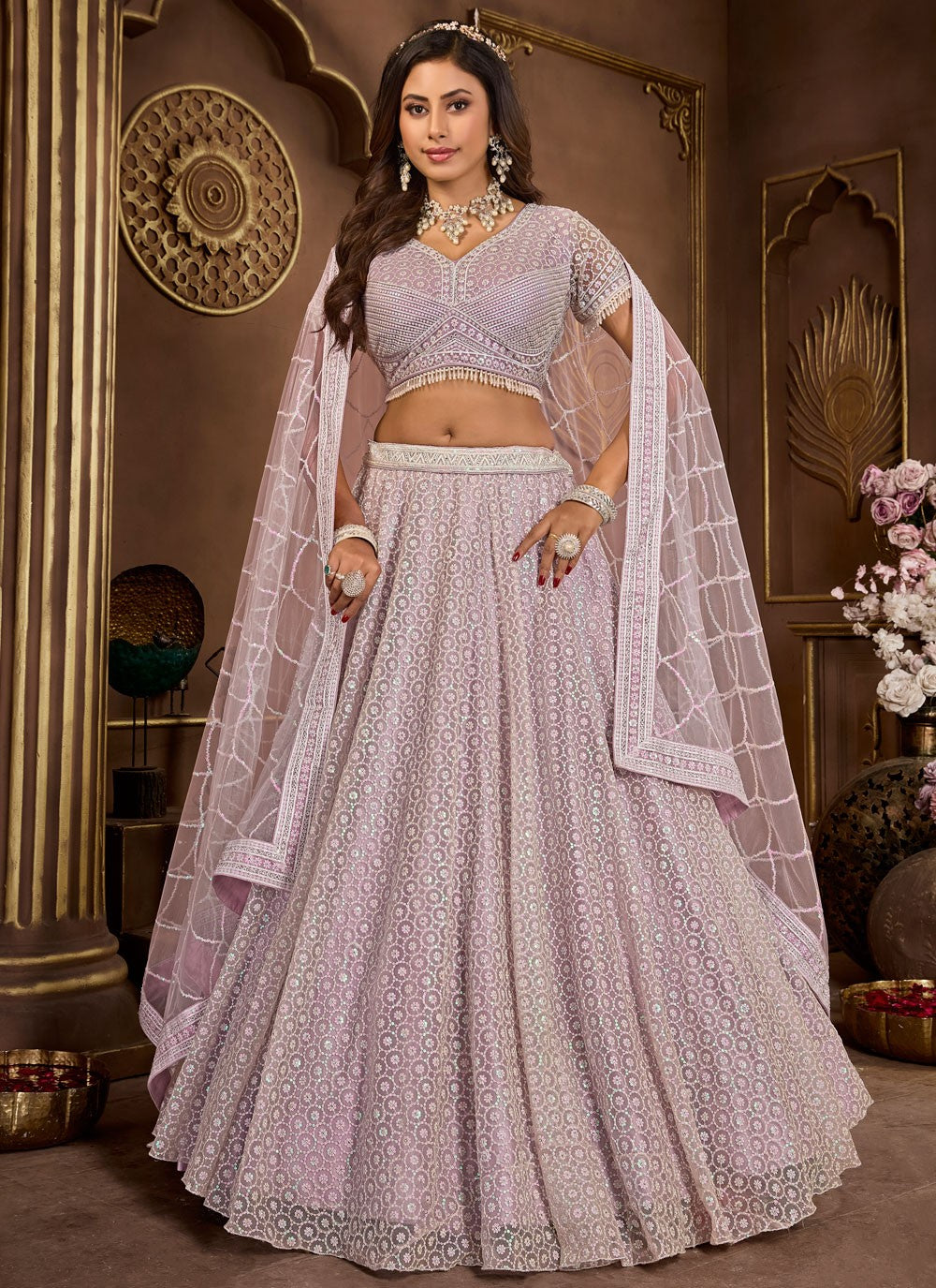 Embroidered Net Readymade Lehenga Choli - L2515