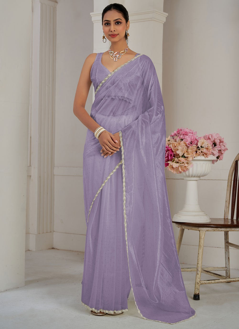 Classic Cutdana Net, Organza Saree - S10577