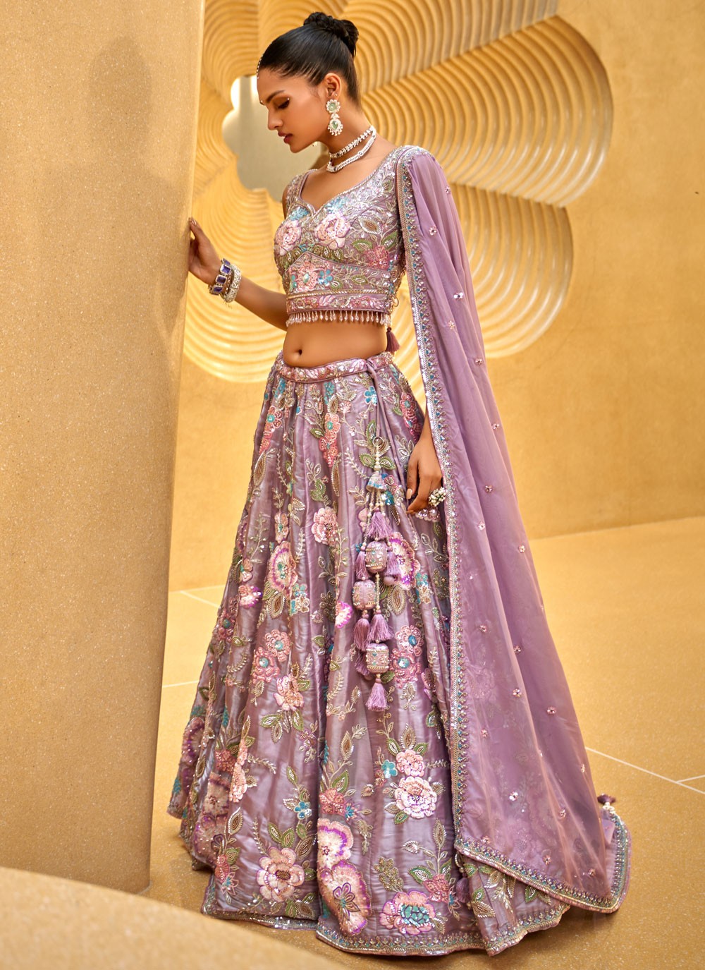 Embroidered Tissue A - Line Lehenga - L2700