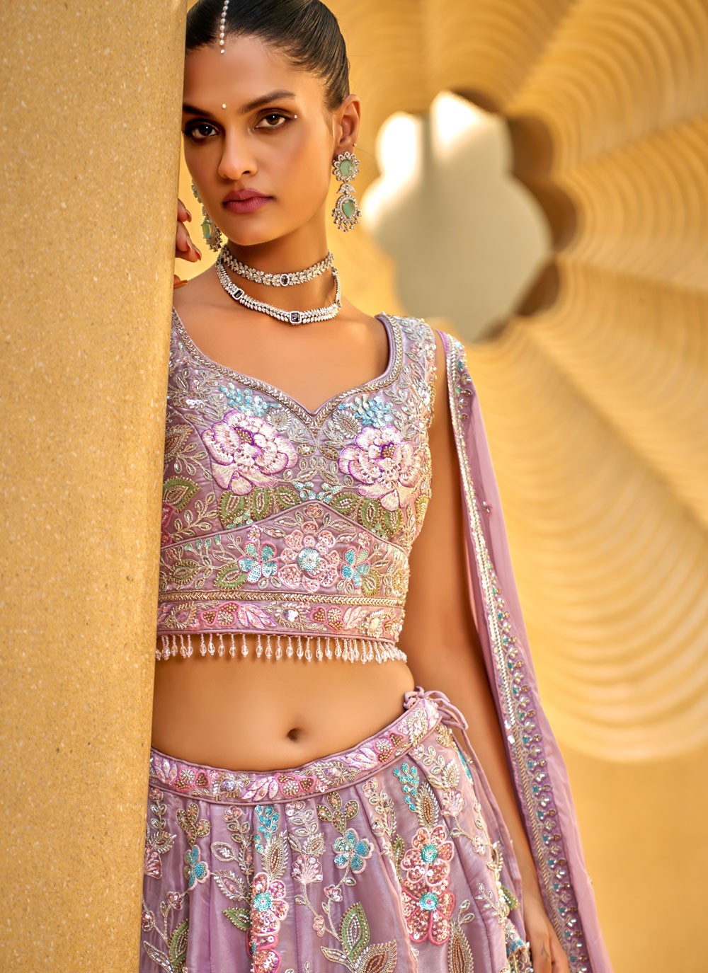 Embroidered Tissue A - Line Lehenga - L2700