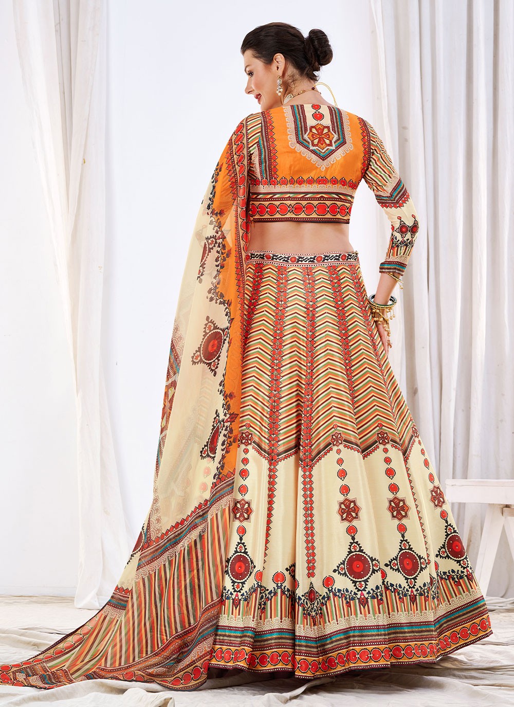 Digital Print Chinon A - Line Lehenga - L0511