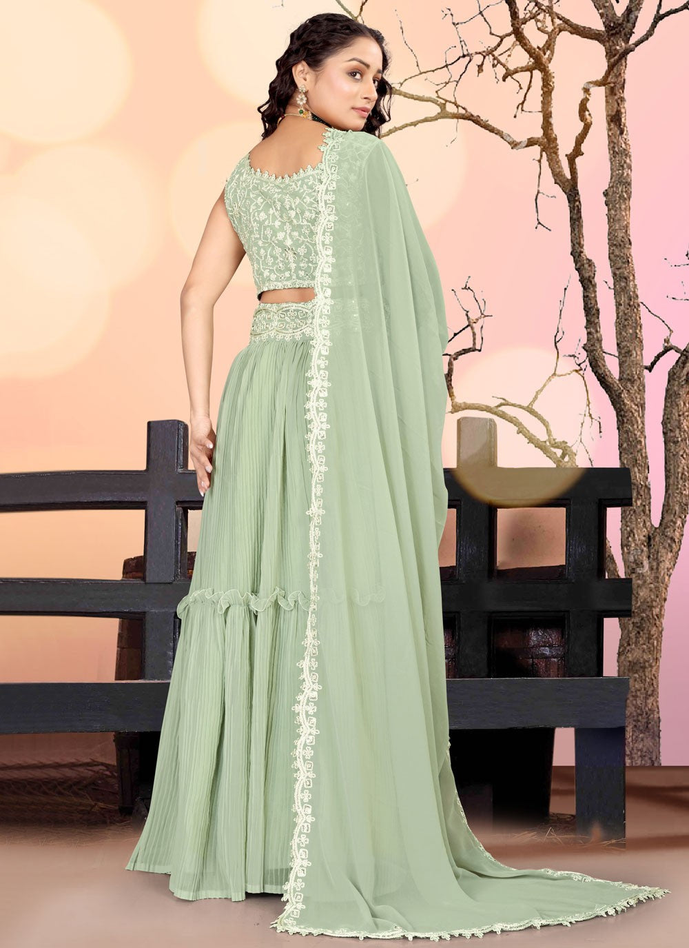 Embroidered Georgette A - Line Lehenga - L2538