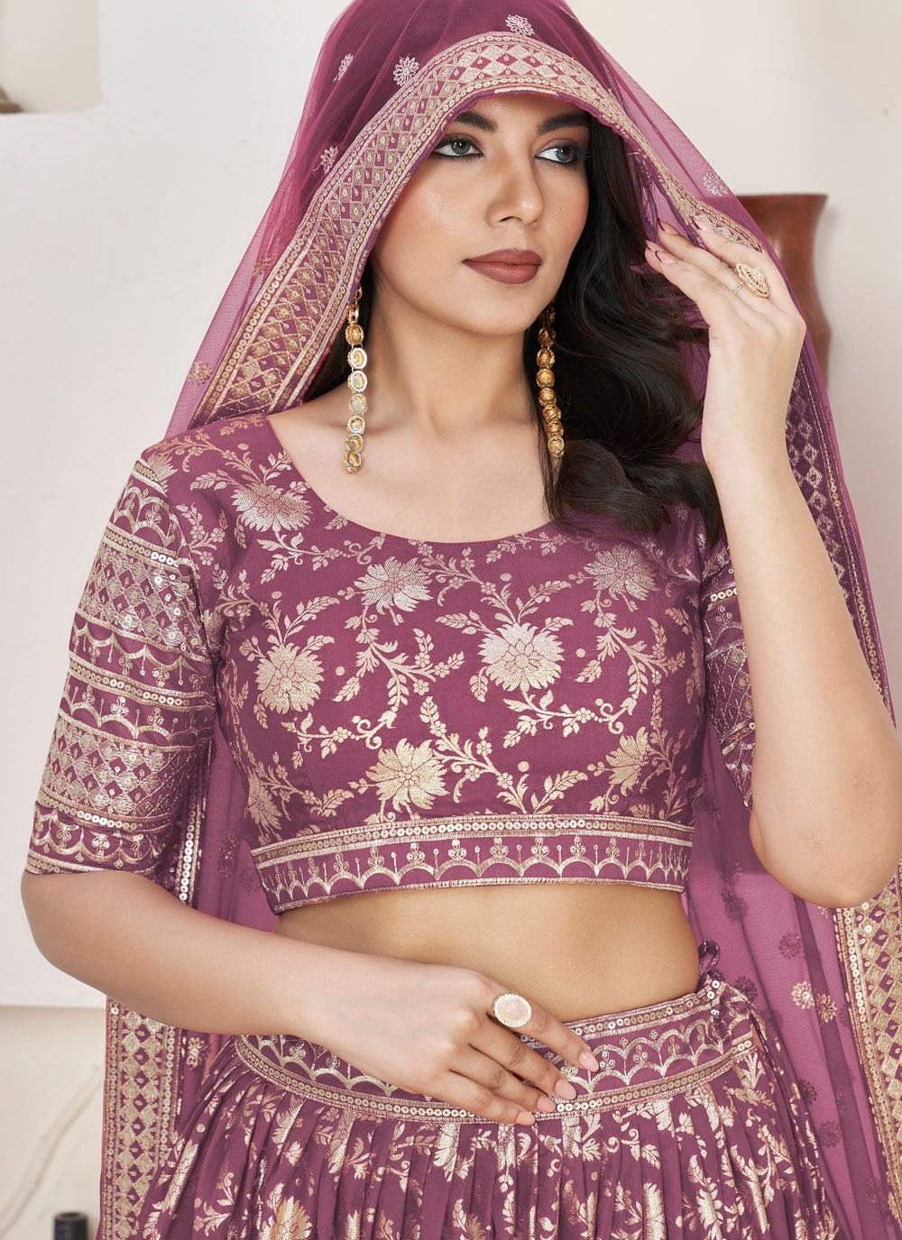 Embroidered Jacquard A - Line Lehenga - L1644