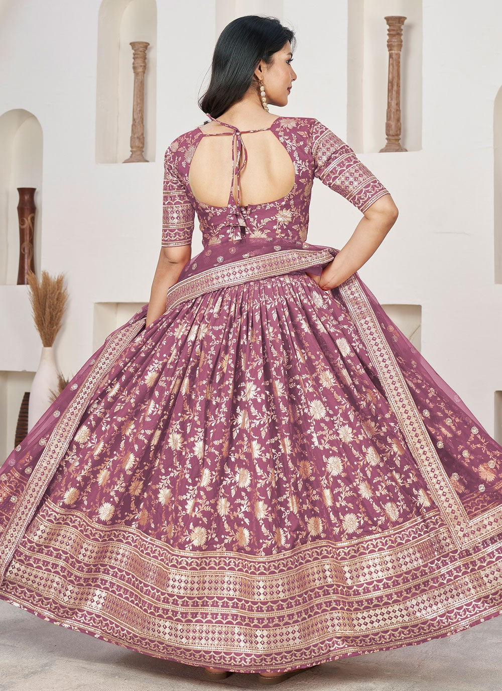 Embroidered Jacquard A - Line Lehenga - L1644