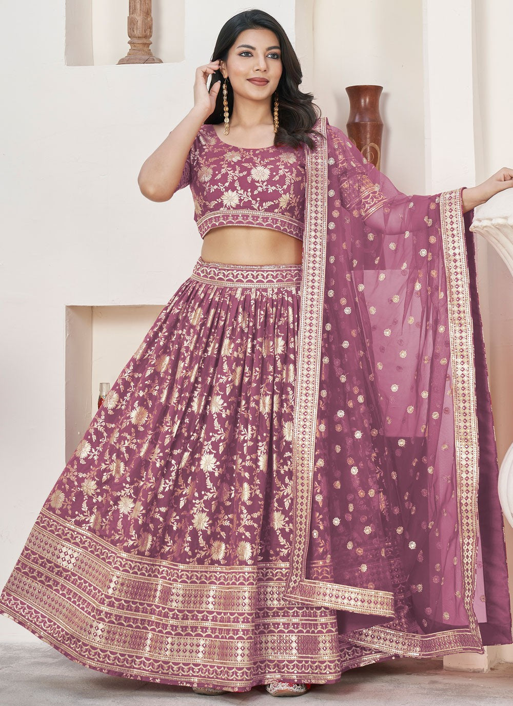 Embroidered Jacquard A - Line Lehenga - L1644