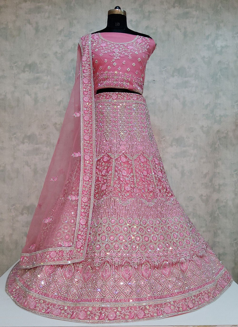 Embroidered Velvet A - Line Lehenga - L1974