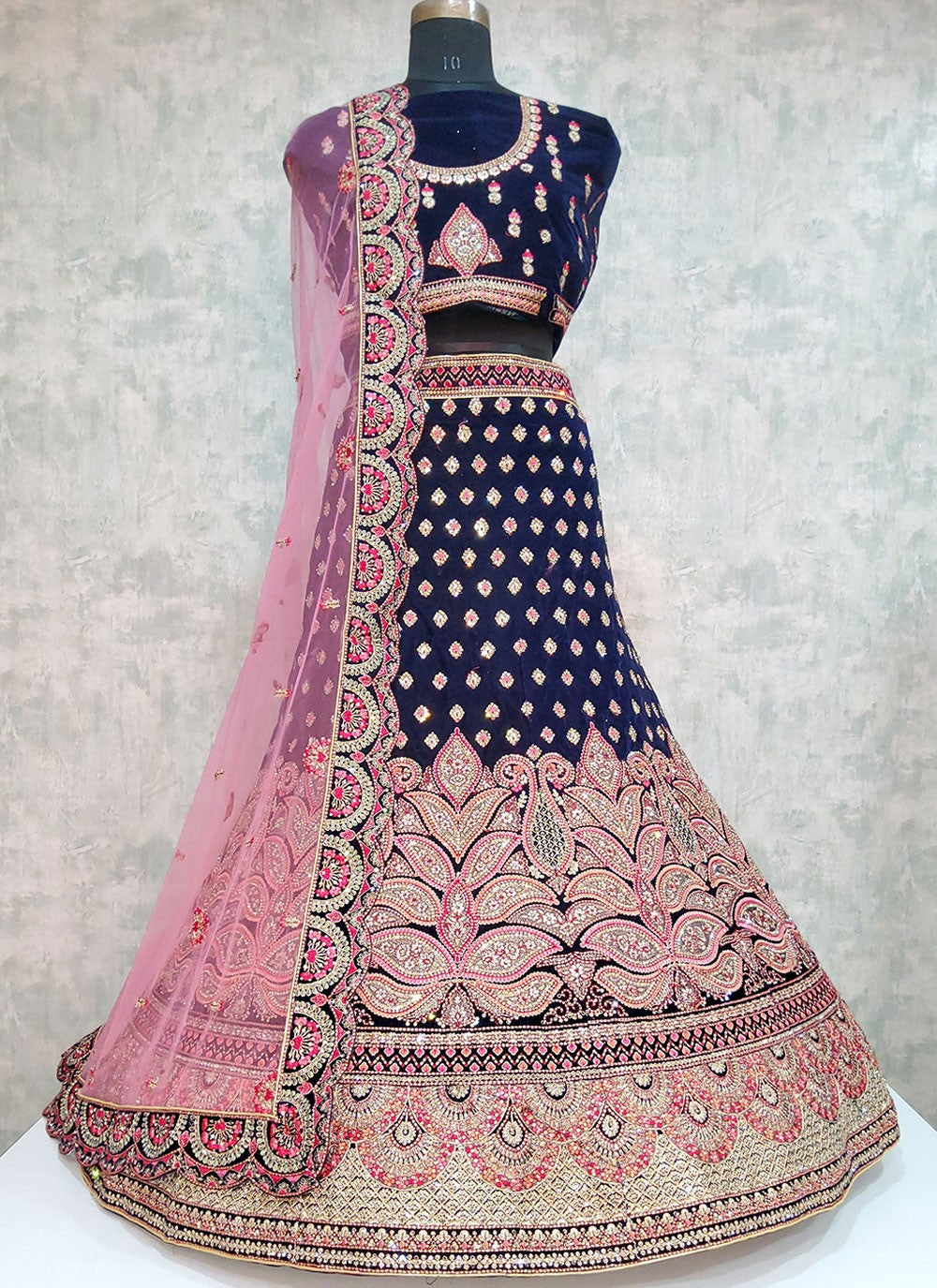 Embroidered Velvet A - Line Lehenga - L2026