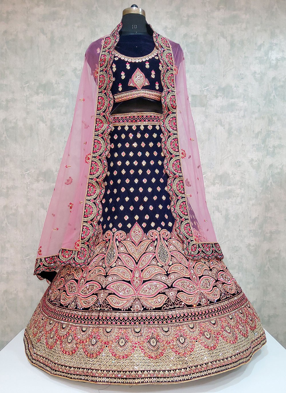 Embroidered Velvet A - Line Lehenga - L2026