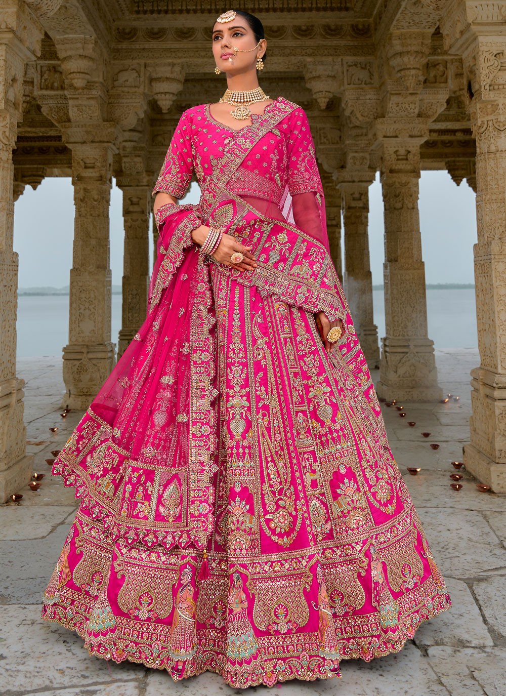 Embroidered Silk A - Line Lehenga - L2783