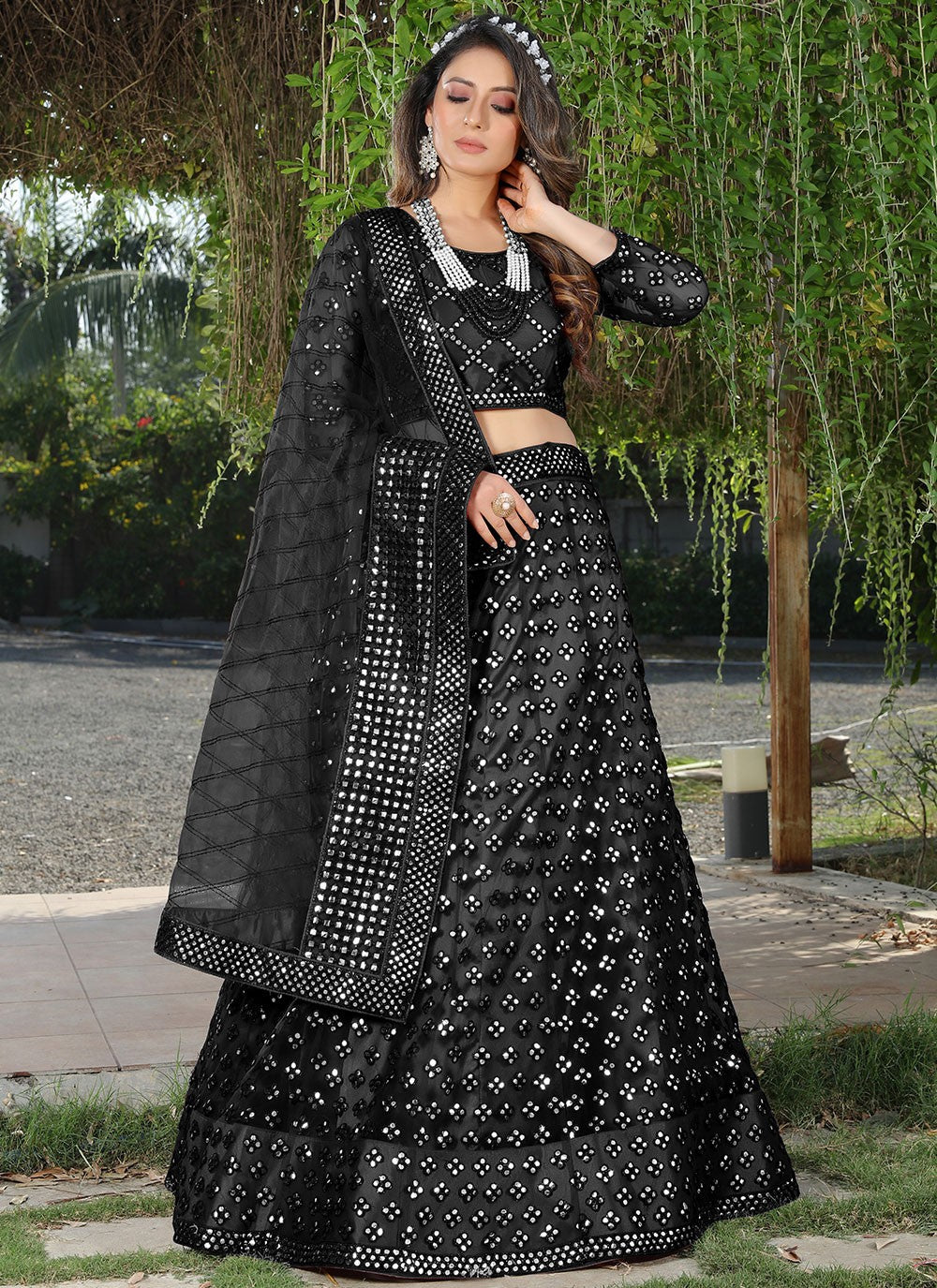 Embroidered Net A - Line Lehenga - L0760