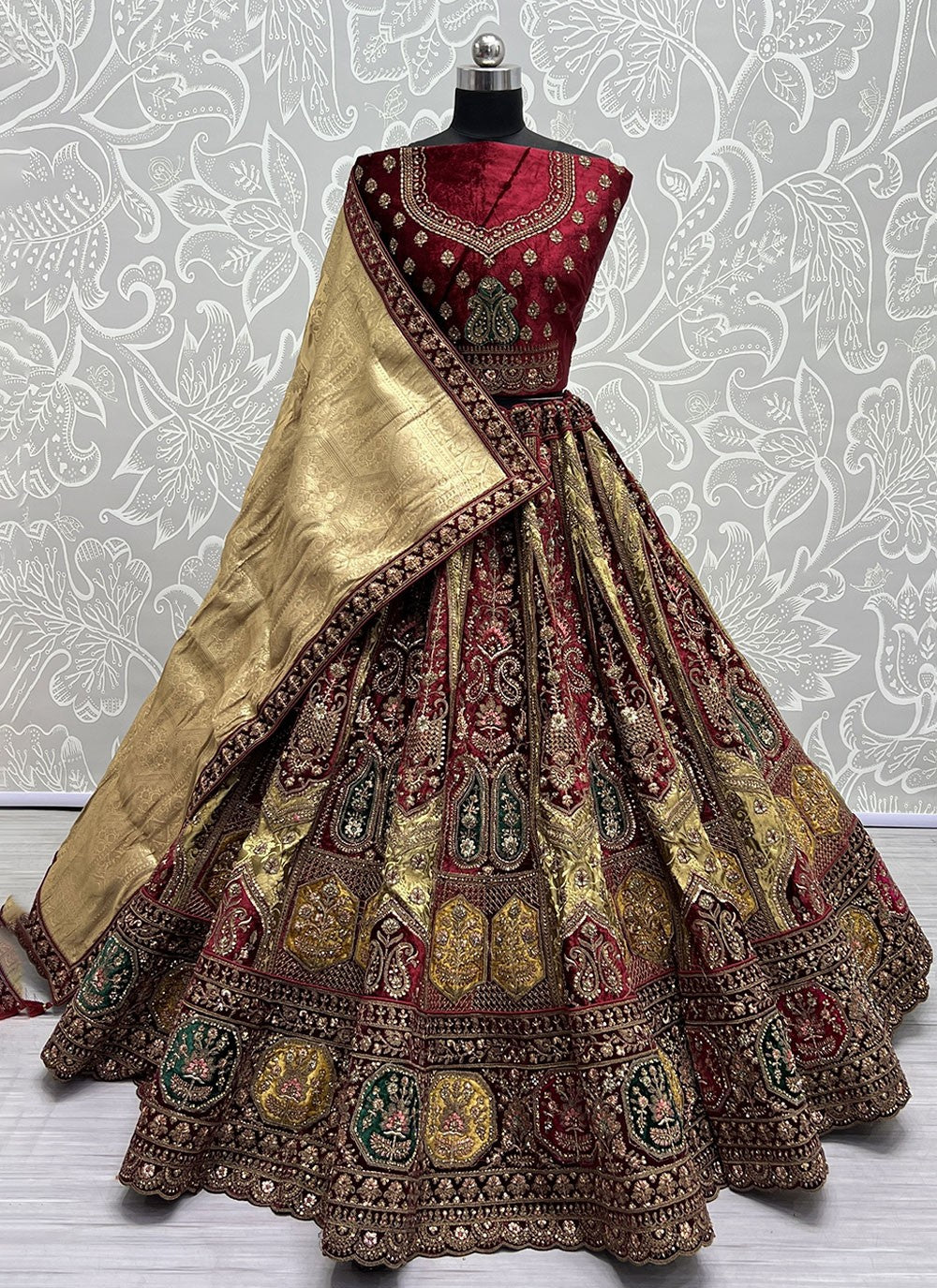 Diamond Silk, Velvet A - Line Lehenga - L1443