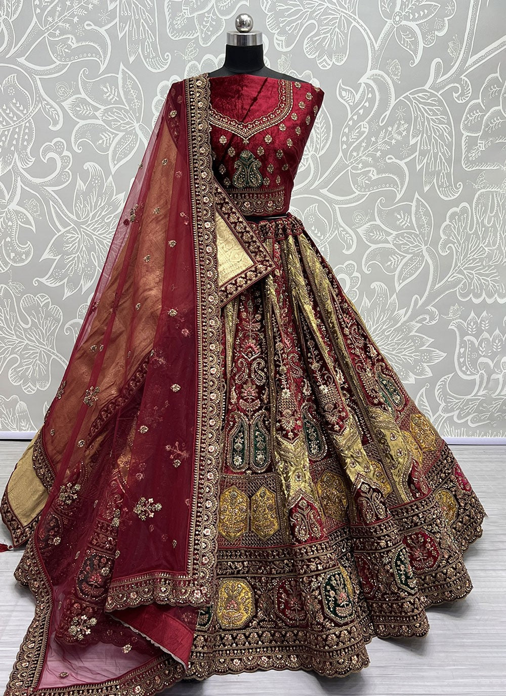 Diamond Silk, Velvet A - Line Lehenga - L1443