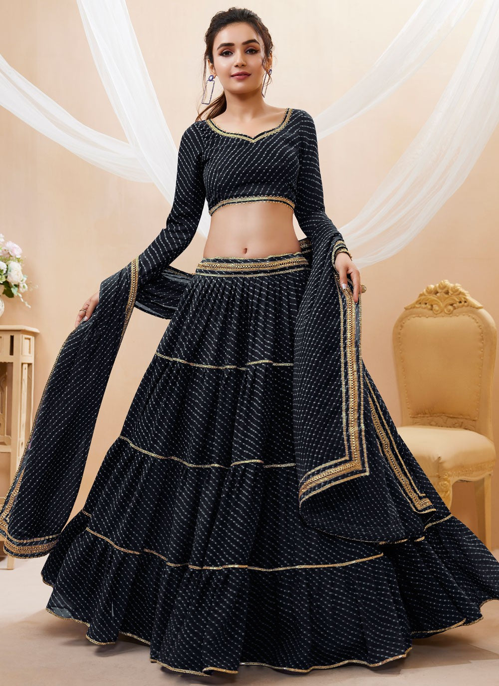 Lace Georgette A - Line Lehenga - L1880