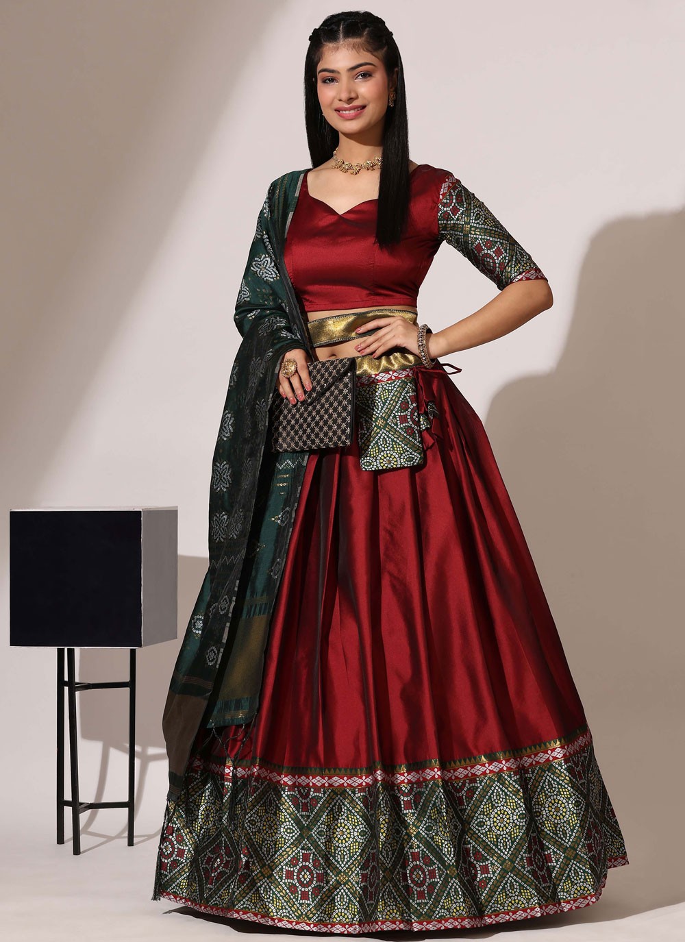 Weaving Zari Silk A - Line Lehenga - L2554